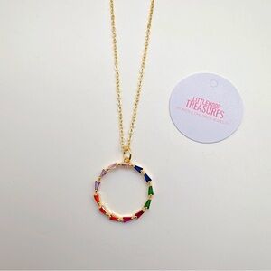Minimalist gold filled necklace with colored zirconia